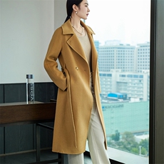 时尚百搭秋冬新款羊毛女士双面呢大衣显瘦气质长款外套，女装双面呢大衣，岳达羊绒