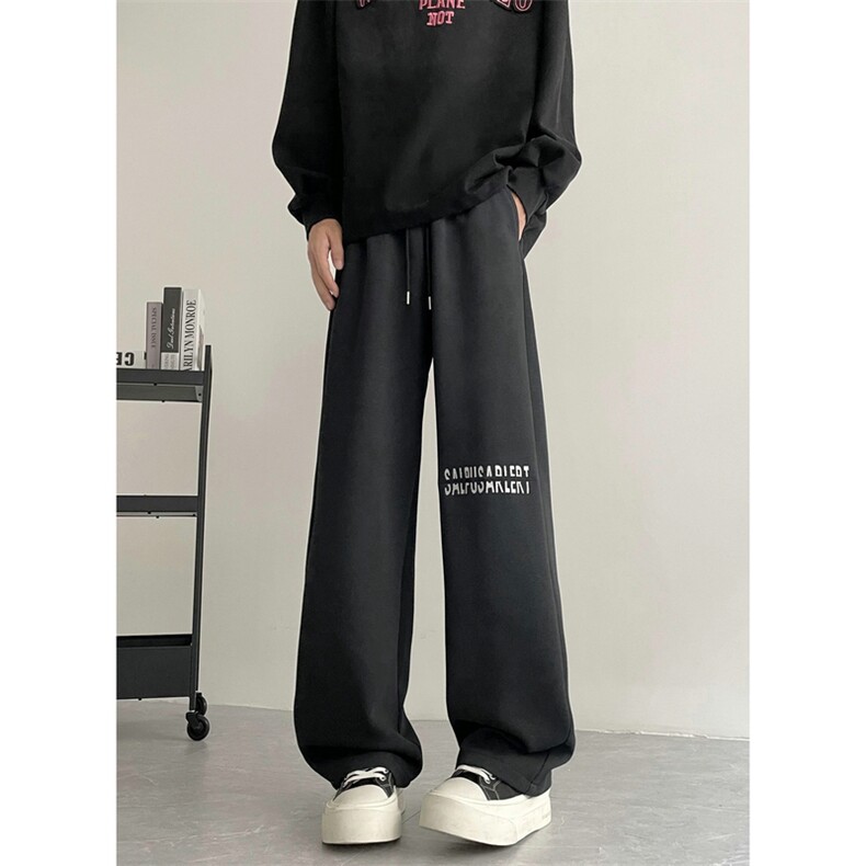 美式重磅水洗脏脏裤垂感宽松休闲刺绣运动裤504-K221-P45控68图片