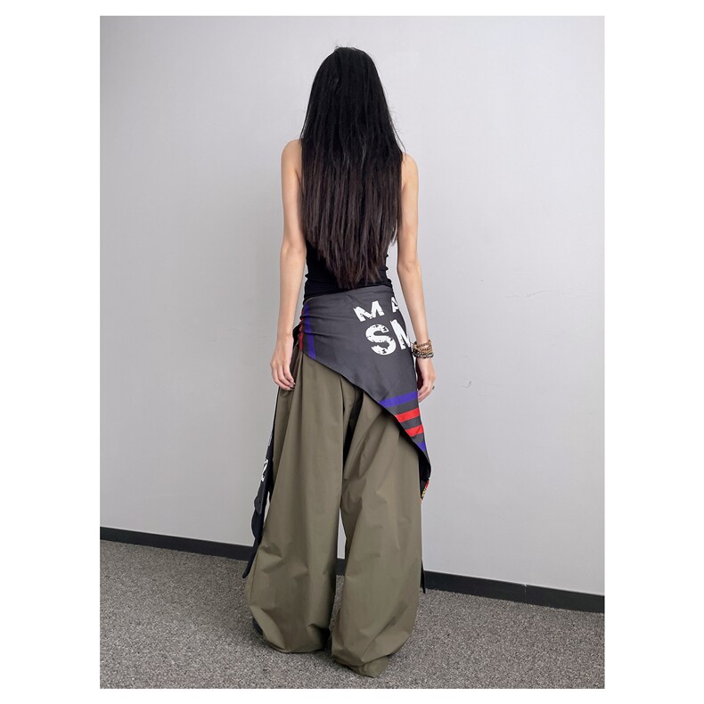 ORDERSTAGE美式复古辣妹街头嘻哈街舞速干工装裤带屁帘宽松阔腿裤,女装休闲裤,星座1210-1