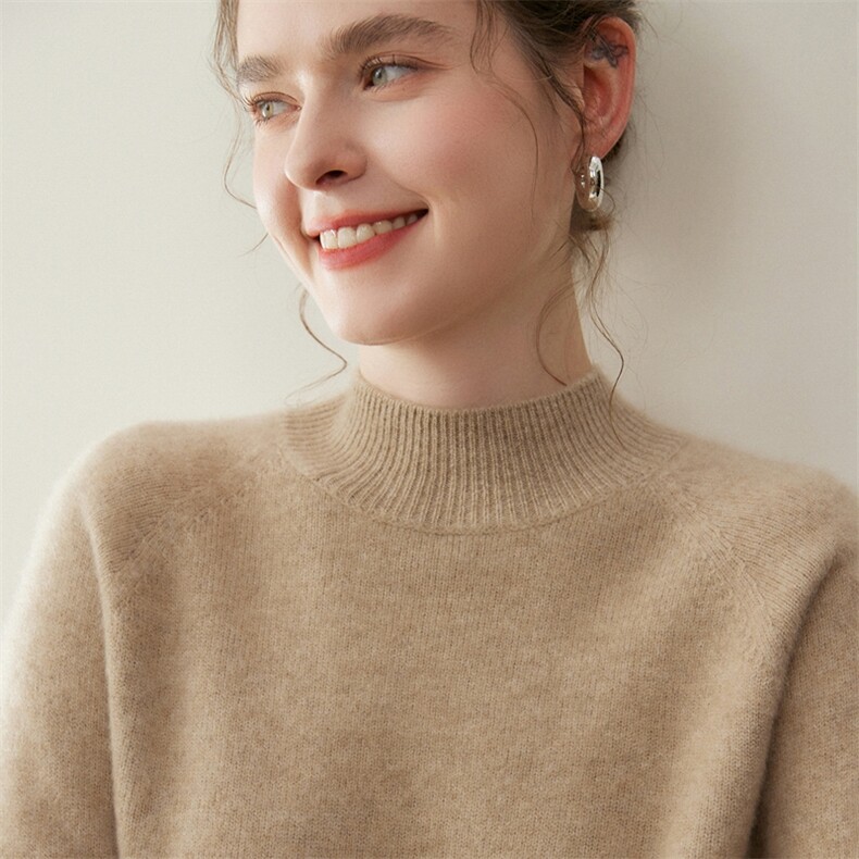 2025年秋季新款百搭女士半高七针一线插肩半高纯山羊绒衫，女装羊绒衫，纳丰羊绒
