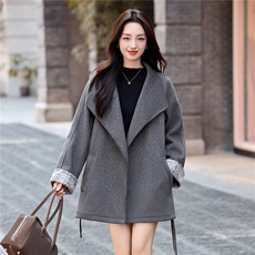 2025冬装新款时尚拼色大衣外套，女装毛呢外套，伊仟回
