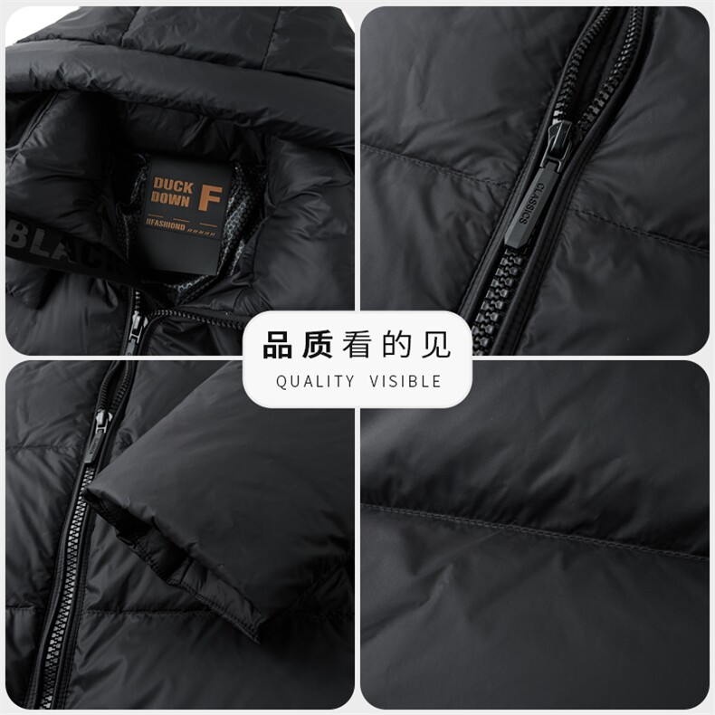 主推大货冬季鹅绒羽绒服外套男新款可脱卸帽时尚黑金面包服羽绒服,男装羽绒服,钱塘723