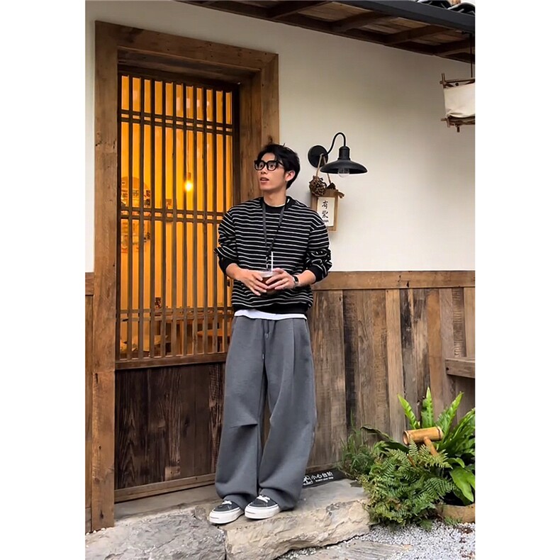 秋季美式慵懒风解构卫裤男女百搭宽松休闲运动弯刀裤K06083P55,男装休闲裤,星座1004（原星座815-3）