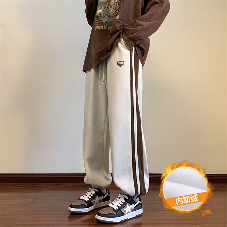 星座212A-K200常规P50加绒P60撞色高品质欧棉绒束脚裤子,男装休闲裤,星座212A（原A324）
