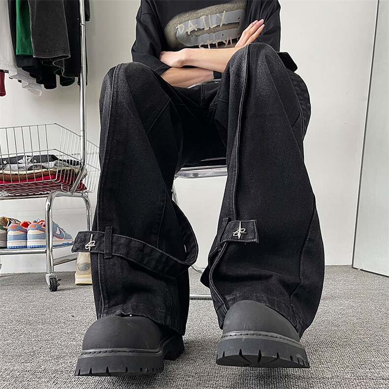 美式vibe高街复古做旧牛仔裤男宽松直筒潮牌阔腿工装裤10800-P55,男装牛仔裤,星座1008
