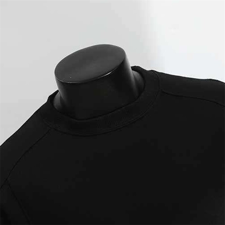 抖音得物品质美式高街重磅曼巴棉结构硬阔boxy版潮牌卫衣长袖T恤,男装T恤,电商A486-1