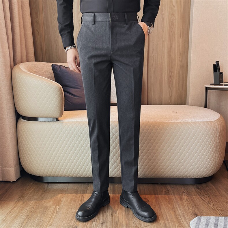 K2338-P78男士纯色西裤商务休闲百搭长裤刺绣小脚裤,男装休闲裤,电商B333