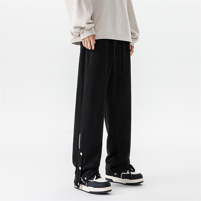 8XL-M大码重磅麂皮绒裤子排扣直筒阔腿休闲长裤微喇裤KZ1920/P65,男装休闲裤,电商B238