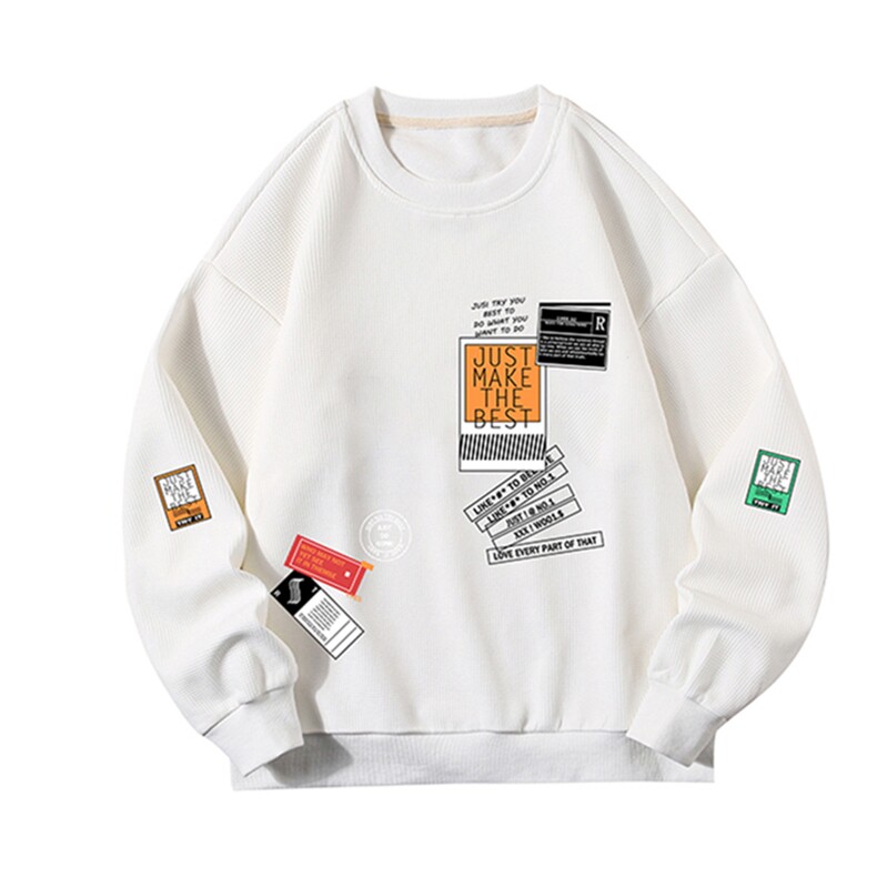 华夫格卫衣圆领卫衣长袖t恤男外套白底HW76121-P30加绒款-P40,男装卫衣,电商A040A