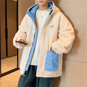 港风两面穿羊剪绒棉衣男宽松加厚棉衣外套MY8950-P98图片