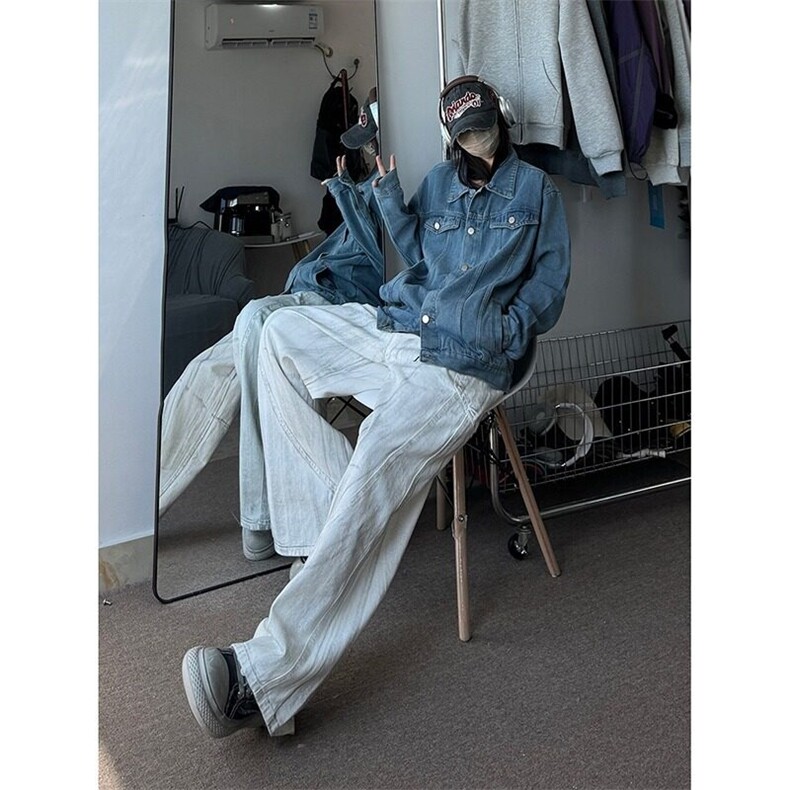 春秋季潮流宽松牛仔外套男夹克港风学生水洗长袖单排扣上衣JK066,男装夹克,星座601-1