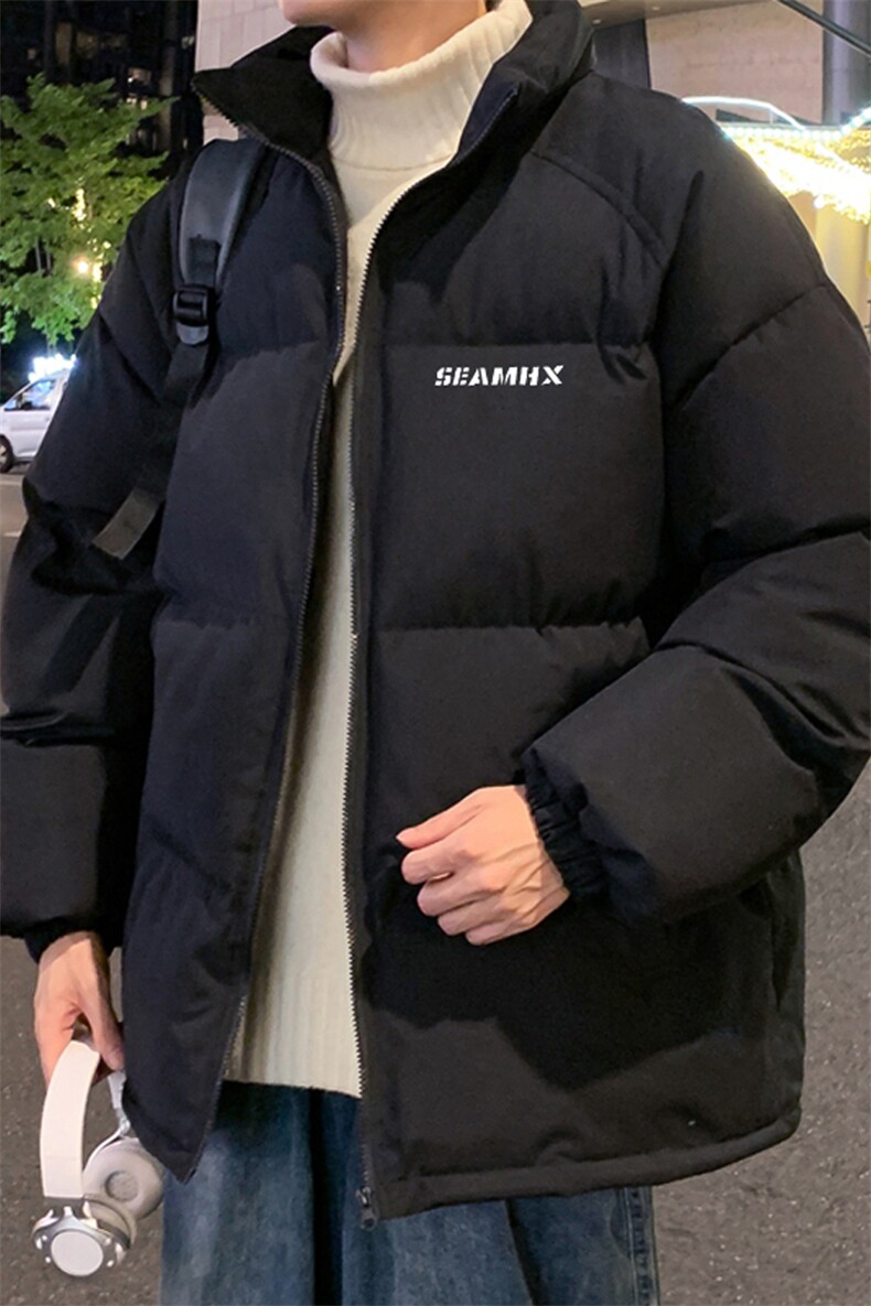 立领棉服外套男款冬季2025新款加绒加厚保暖棉袄美式宽松面包棉衣,男装棉衣,电商A022