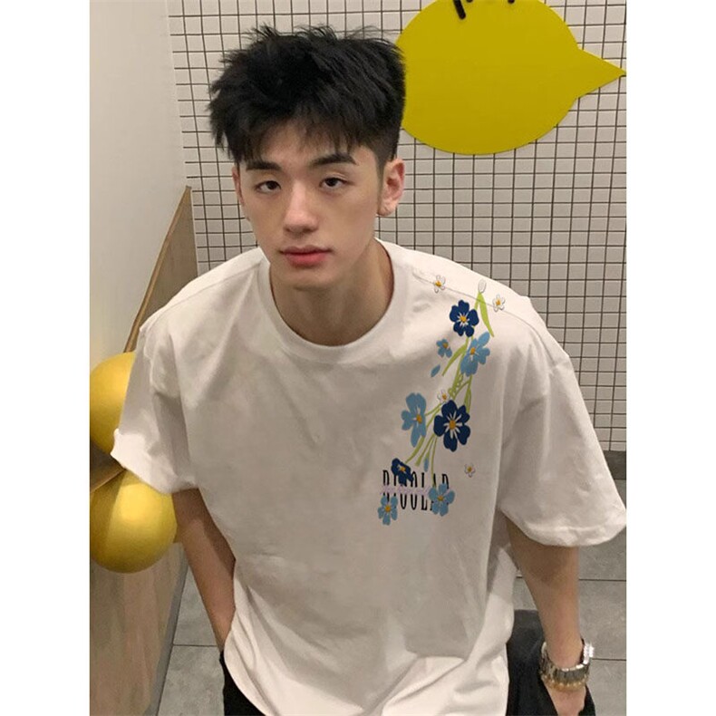万针全刺绣解构设计260克重磅双纱纯棉高品质美式高街短袖T恤特39,男装T恤,电商A486-1