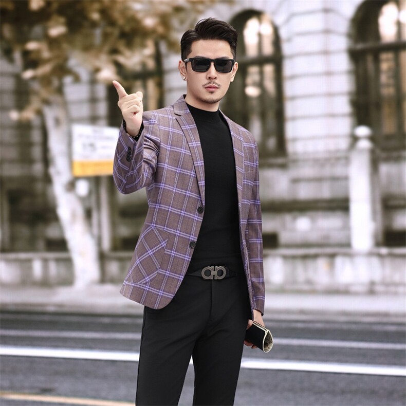男士格纹西装春装新款西服外套7816P155258,男装西服套装,电商D225-1