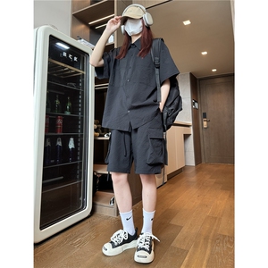 松弛感衬衫套装中性风夏新款气质慵懒高级简约短裤两件套TZ07/P70图片