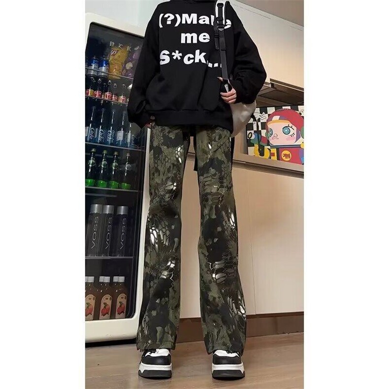 牛仔裤男款直筒修身裤子美式高街穿搭微喇裤泥色水泥水洗KS7093,男装牛仔裤,星座1116A（原606A-3）