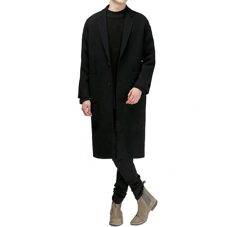 秋冬装简约贴袋韩版毛呢大衣男中长款宽松风衣呢料外套*FK26-P155,男装毛呢大衣,四季星座713