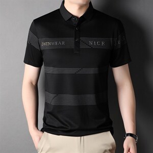 夏季新款男士翻领短袖t恤中年有领男装上衣服休闲POLO衫图片