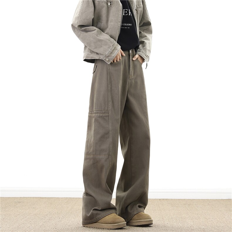 【现货】XZ612-K505-P65美式复古直筒工装裤多口袋水洗休闲裤，男装休闲裤，星座612