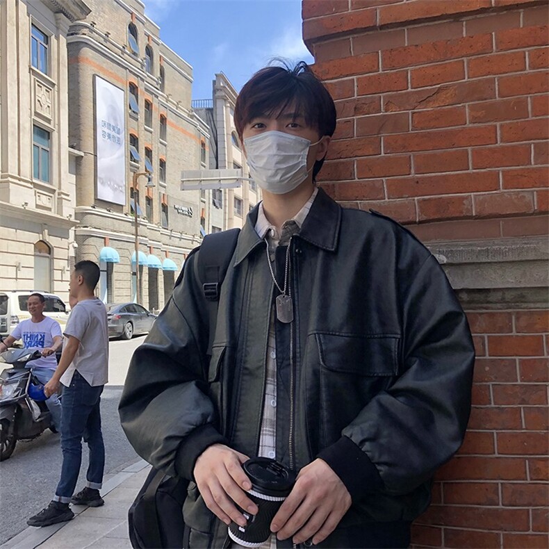 G98-P60美式复古机车皮衣夹克男棕色飞行员棒球服ins潮,男装皮衣,电商B323A