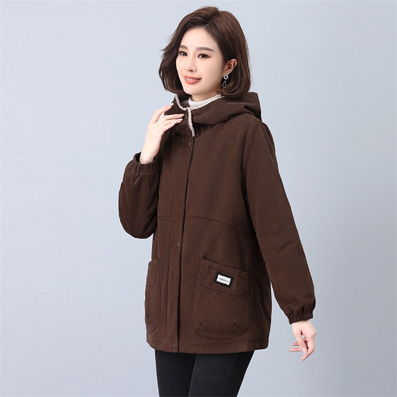 时尚保暖加绒派克服女冬季新款宽松显瘦外套,女装派克服,鑫鑫格