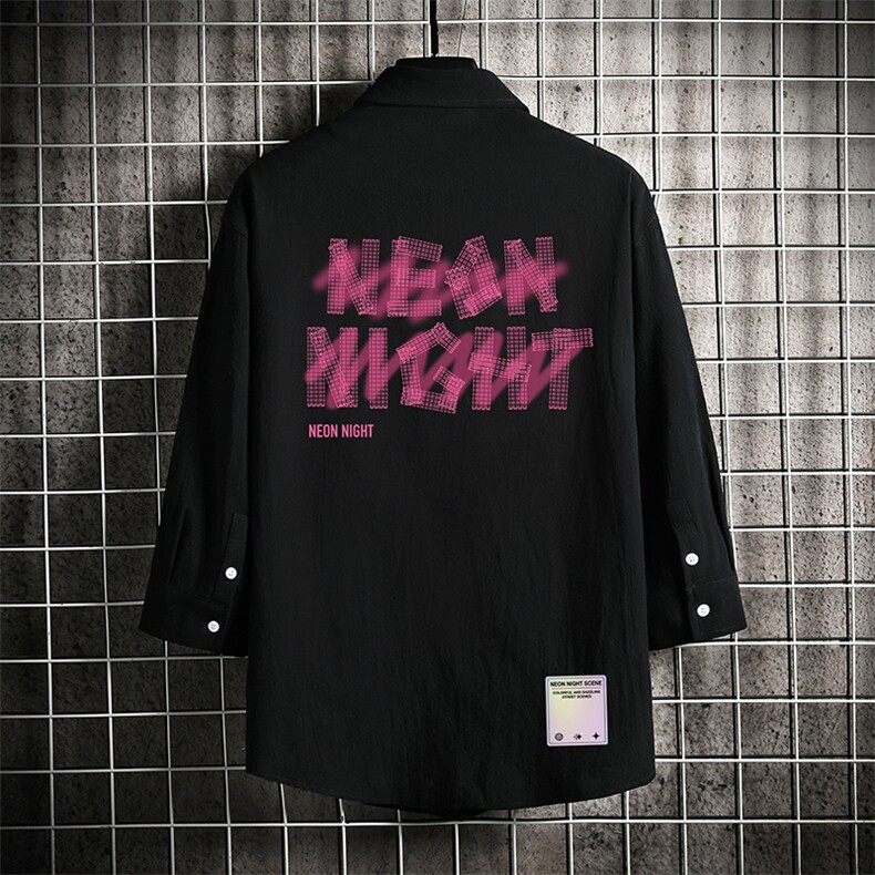 QC58321-P45亚麻七分袖衬衫男大码五分袖衬衣男短袖，男装T恤，电商A040A