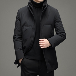冬季中年男士冬装可拆卸水貂毛毛领羽绒服爸爸装MYYL8912-P370图片