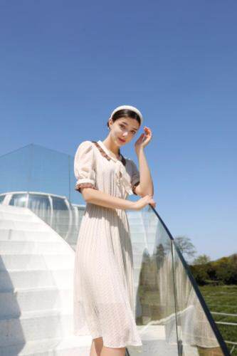 夏季新款可脱卸领点点连衣裙，女装连衣裙，忆思妤