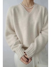 时尚女士羊毛衫V领简约休闲舒适秋冬保暖百搭款，女装羊毛衫，千御纺羊绒