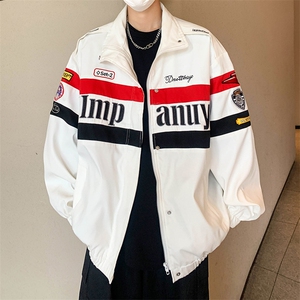 A821-P64 春秋季刺绣潮牌夹克情侣装美式复古高级感机车服外套男图片