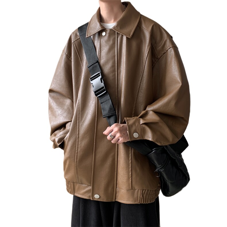 抖音直播！pu皮衣机车服宽松夹克男CP40-特p65控价：118,男装夹克,电商B371