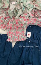 ）夏季新款牛津收腰一字肩荷叶边上衣（三色.m?l，其它，新袖