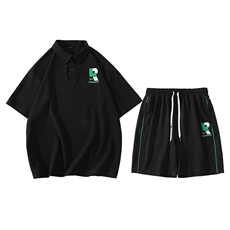 夏季港风短袖POLO衫运动休闲套装男潮情侣T恤短裤两件套6631-P60，男装Polo衫，电商A441-1