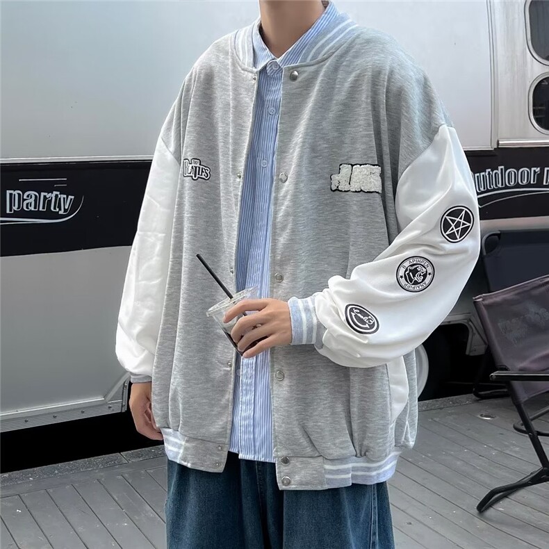 棒球服男韩版潮流夹克ins高街休闲衣服秋季潮牌宽松外套W3712-P34,男装夹克,星座412-3