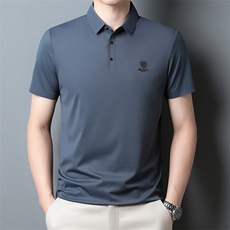 BJ2348钱塘2020-2夏季新款时尚薄款男士短袖T恤翻领纯色上衣P56，男装T恤，钱塘207-2