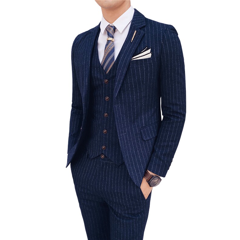 条纹西装男套装礼服三件套商务正装西服SJT-X30-P285,男装西服,星座1012