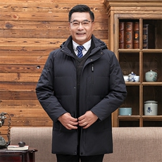 主推大货可拆卸帽中老年羽绒服外套男士加厚爸爸装90绒羽绒服大衣，商品下架区，钱塘723