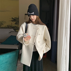 【有大货】2025冬宽松版型新中式呢大衣外套2C372-9066-P205控298，女装毛呢外套，2C372