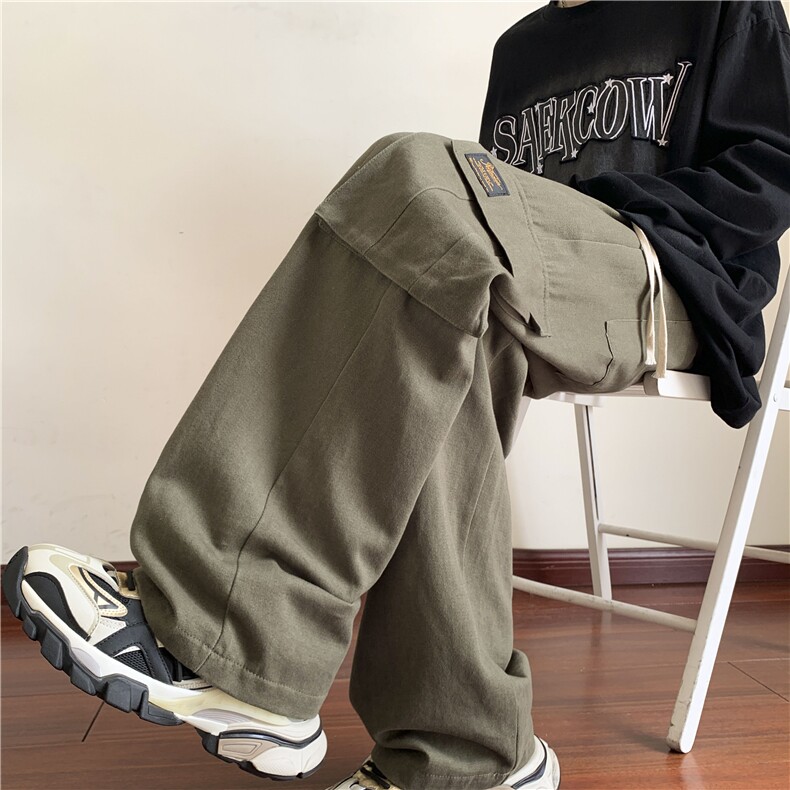 日系百搭工装裤秋季新款口袋宽松系带休闲裤B315-K23389-p55控68,男装休闲裤,电商B315