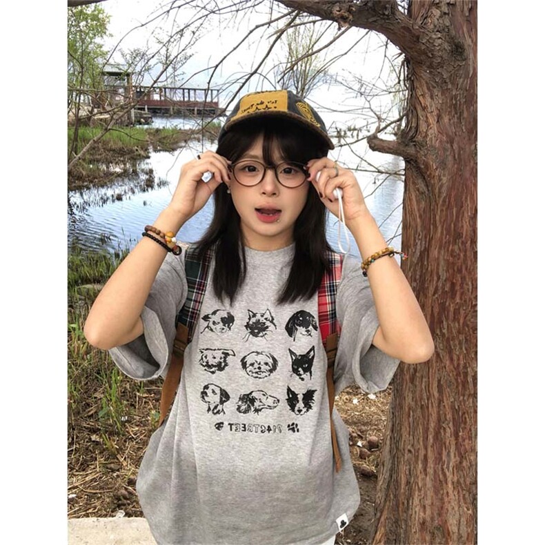 网图有货714street夏季美式动物印花情侣短袖t恤男女A518-P25,男装T恤,星座1505