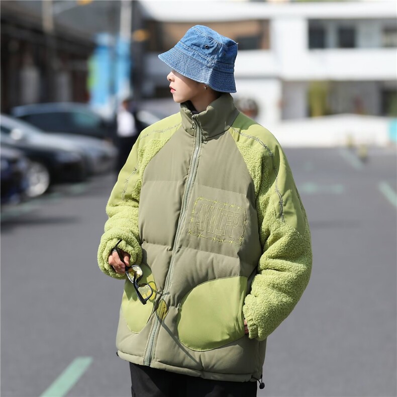 美式羊羔绒学生立领棉衣外套男潮牌加厚保暖面包服百搭个性棉袄冬,男装棉衣,星座1210-1