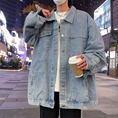 高街烟灰色牛仔外套男春秋季水洗做旧工装褂子情侣夹克JK8821，男装夹克，星座1116A-1（原606A）