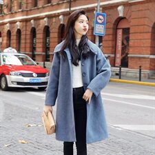 排扣中长款毛呢外套简约2021秋冬气质优雅时尚百搭新款，女装毛呢外套，辉之琳