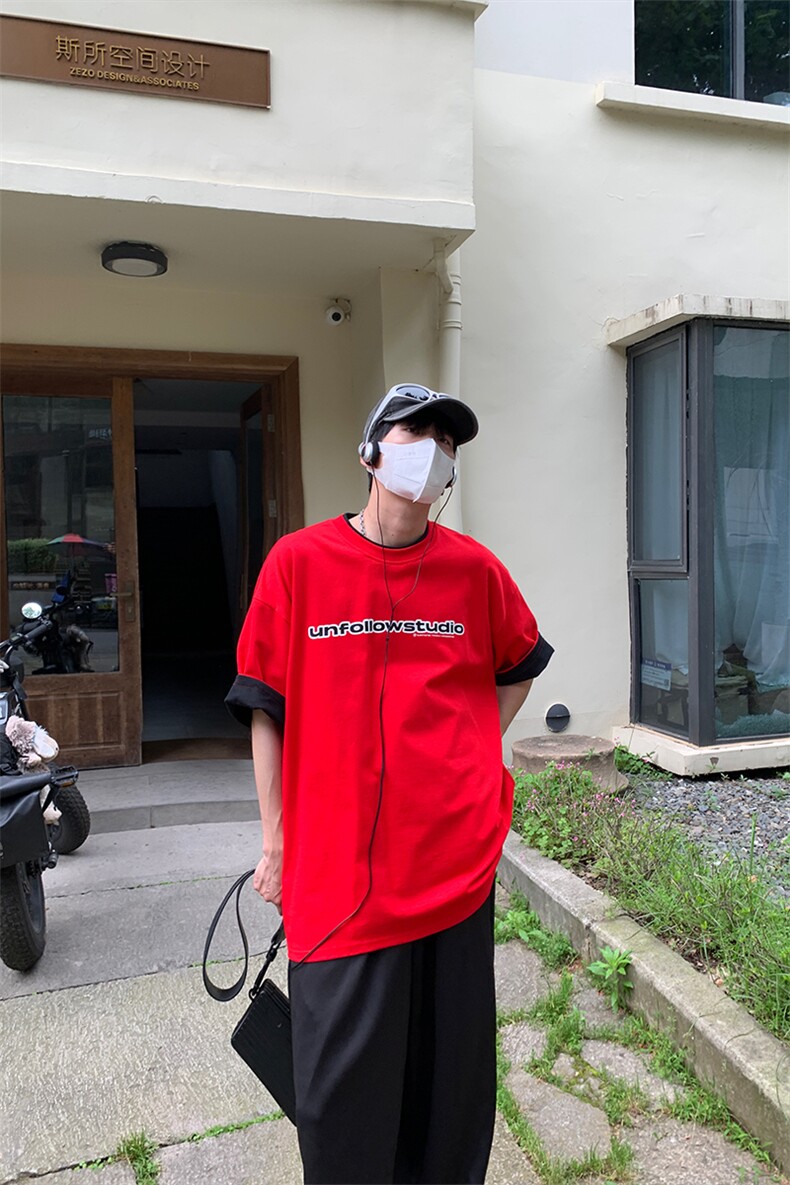 特P55无差价夏季新款潮流时尚假两件短袖T恤-UT10175港风,男装T恤,电商A003