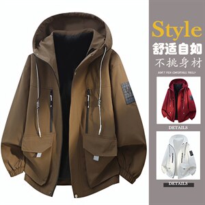 现货春季新款潮牌连帽休闲工装多口袋外套 A436-D209夹克-P65，男装夹克，电商A436