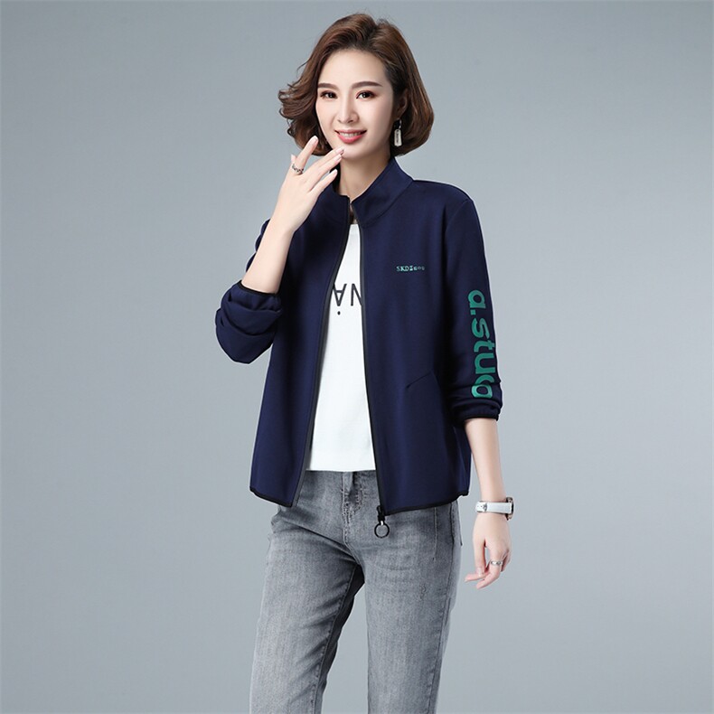 2021春秋季长袖气质显瘦百搭时尚减龄拉链外套,女装短外套,独衣靓