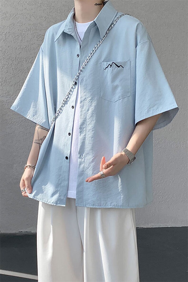 CS1143-特批25控49夏薄款冰丝面料大码短袖衬衫防晒透气外套,男装防晒衣,电商A059