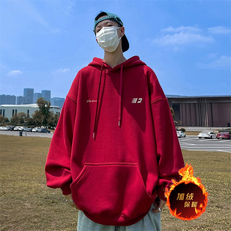 抖音得物供货可提供视频秋冬重磅美式宽松连帽卫衣DL2296,男装卫衣,电商A486