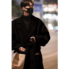 韩系英伦风毛呢大衣秋冬高级感中长款过膝风衣外套812-F629-P128，男装风衣，星座812