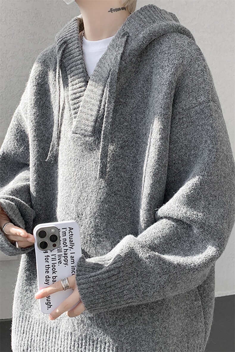 900g重磅毛衣男卫衣外套宽松慵懒针织衫复古羊毛衫线衣MY19006P78,男装针织衫/毛衣,电商B312